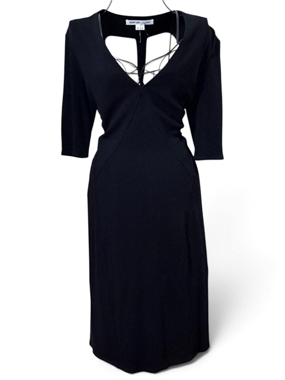 Helmeut Lang for Intermix Black Midi Dress with Strappy Keyhole Size M